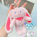 New Pulling Rabbit Plush Doll Key Chain Soft Stuffed Toys Car Keychains Schoolbag Pendant Gifts for Girl