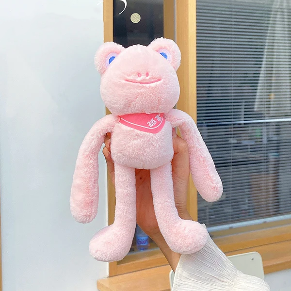 Funny Pulling Long Ears Long Legs Frogs Soft Stuffed Toys Car Key Chain Schoolbag Pendant Plush Doll Gifts for Girls
