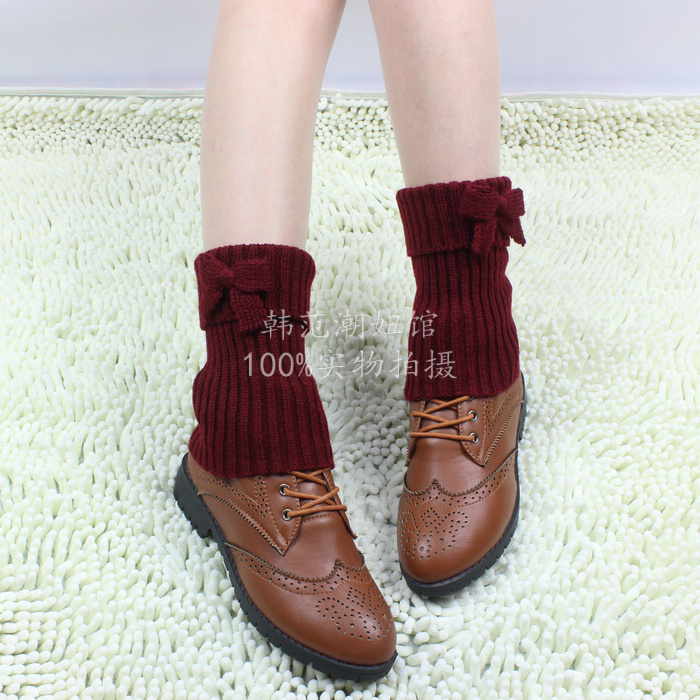 Winter Bowknot Knitting Leg Warmers Boot Cover Keep Warm Socks