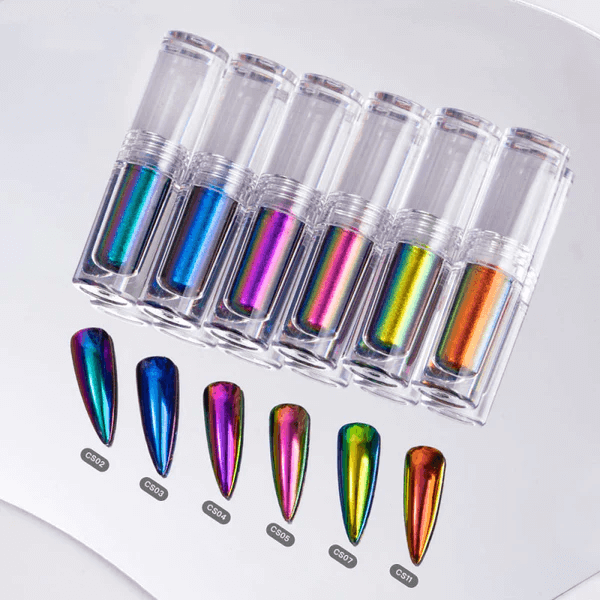 Small Tube Liquid Type Mirror Chrome Powder with Brush Professional Nail Art Decor Manicure Nail Glitter Pigment