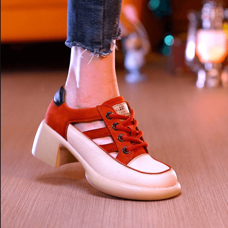 Leather Sandals Thick Soles Non-slip Soft Soles Thick Heels