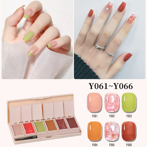Six-Color Solid Pudding Cream Nail Gel Polish Quick Drying Solid Glue Painting Nail Varnish Solid Uv Gel Diy Nail Kit