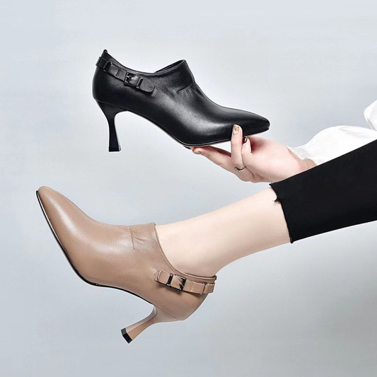 Fashion Women Pointed Toes Leather Shoes Lady Thin High Heels