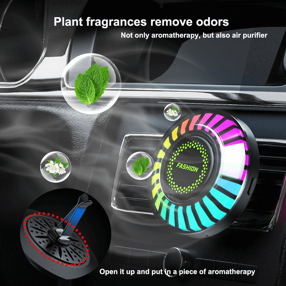 24 LED Light RGB Sound Control Voice Rhythm Ambient Pickup Lamp For Car Diffuser Vent Clip Air Fresheners Fragrance APP Control