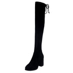 New Plus Velvet High Heel Over The Knee Boots Women's Shoes Casual Thick Heel Stretch Boots