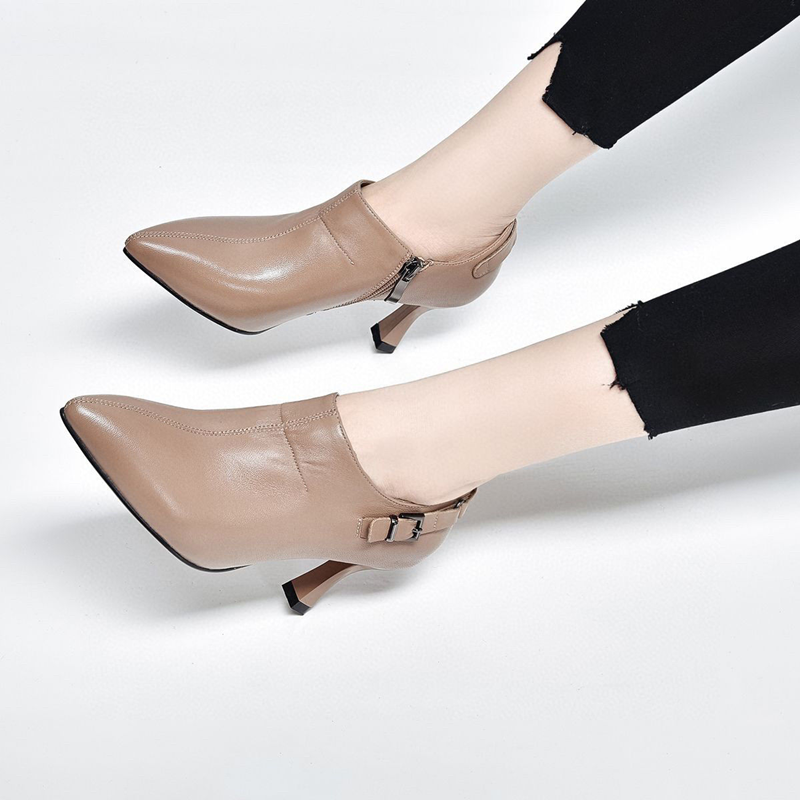 Fashion Women Pointed Toes Leather Shoes Lady Thin High Heels
