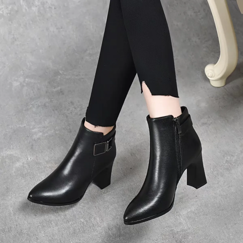 Winter Comfortable Ankle Boots Pointed Toes High Heels With Velvet