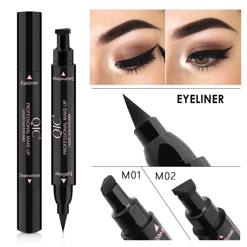 Black Liquid Eyeliner Stamp Marker Pencil Waterproof Stamp Double-ended Eye Liner Pen Cosmetic Eyliner