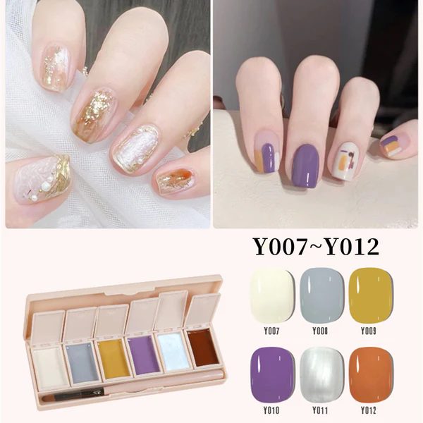 Six-Color Solid Pudding Cream Nail Gel Polish Quick Drying Solid Glue Painting Nail Varnish Solid Uv Gel Diy Nail Kit