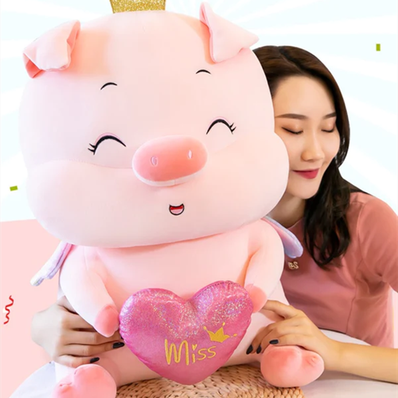 New Style Crown Angel Smile Pig Plush Toy Cute Stuffed Doll