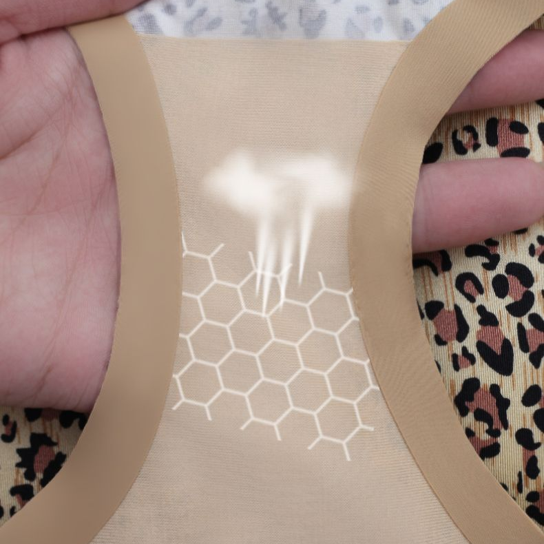 Hipster Leopard Women Panties Large Sizes High Waist Traceless Ice Silk Seamless Underwear