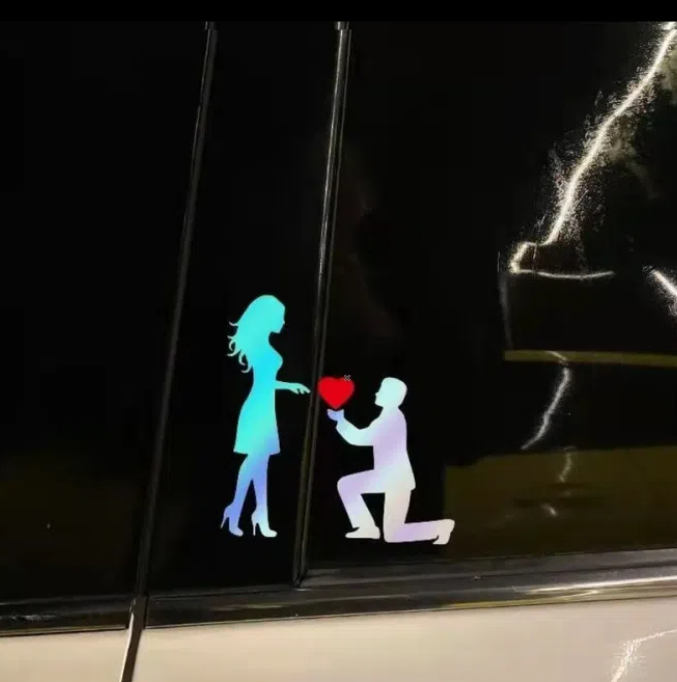 Love Proposal Car Sticker Couples Express Creative Personality Sticker Body Scratches Cover Rear Glass Decoration