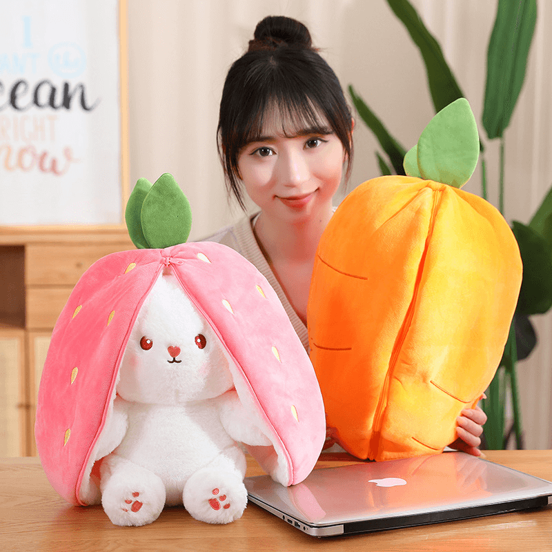 Hide-and-Seek Cute Rabbit Plushie Strawberry Carrot Plush Toy