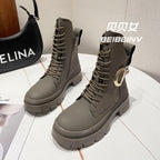 Martin Boots Women's Spring And Autumn Single Boot Trend Ins Cool New Autumn British Style Platform Raised Ankle Boots