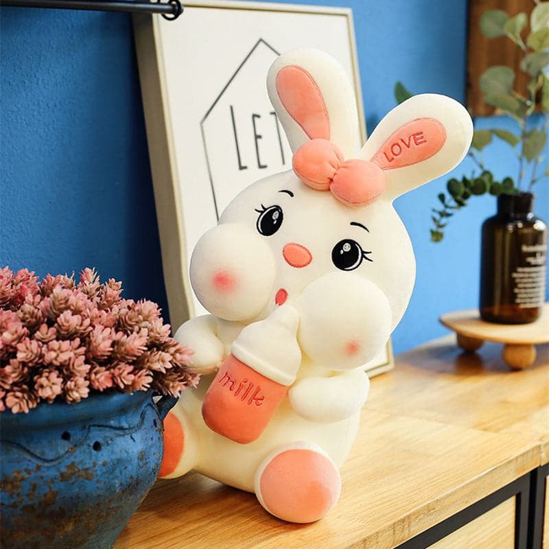 Lovely Milk Bottle Rabbit Plush Toys Kids Sleeping Dolls Home Decor Stuffed Toys