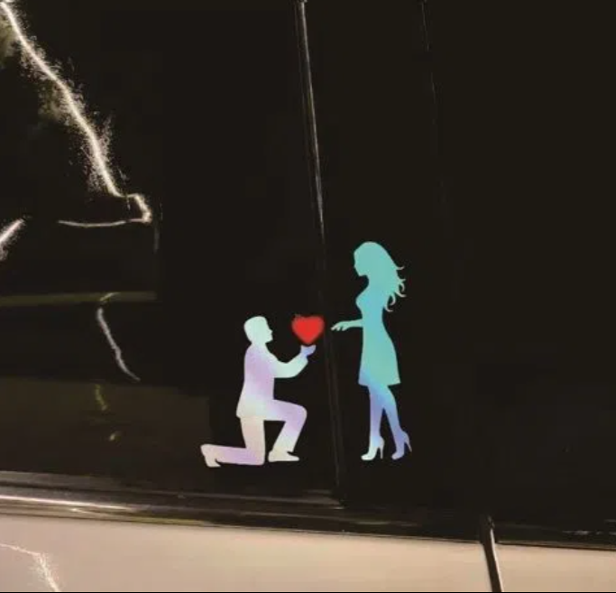 Love Proposal Car Sticker Couples Express Creative Personality Sticker Body Scratches Cover Rear Glass Decoration