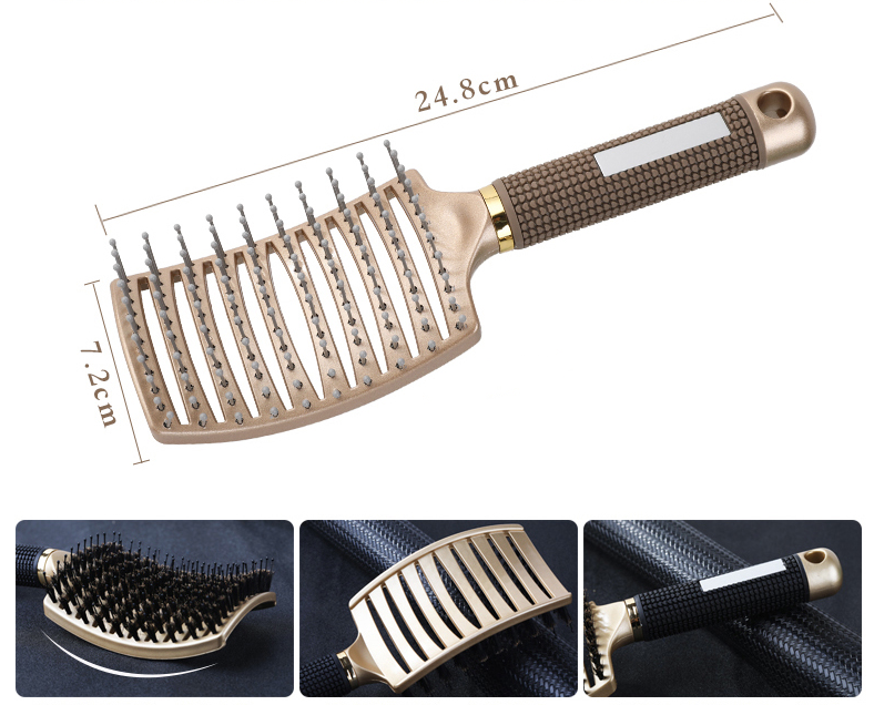 Hair Brush Scalp Massage Comb Hairbrush Bristle&Nylon Women Wet Curly Detangle Hair Brush for Salon Hairdressing Styling Tools