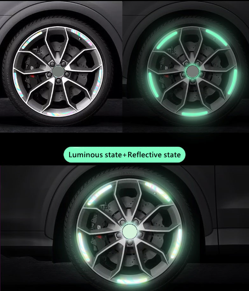 Luminous Tire Anti-collision Sticker Auto Wheel Hub Reflective Colorful Personalized Creative Motorcycle Electric Car Stickers