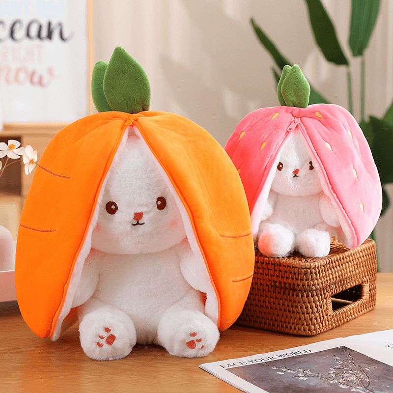 Hide-and-Seek Cute Rabbit Plushie Strawberry Carrot Plush Toy