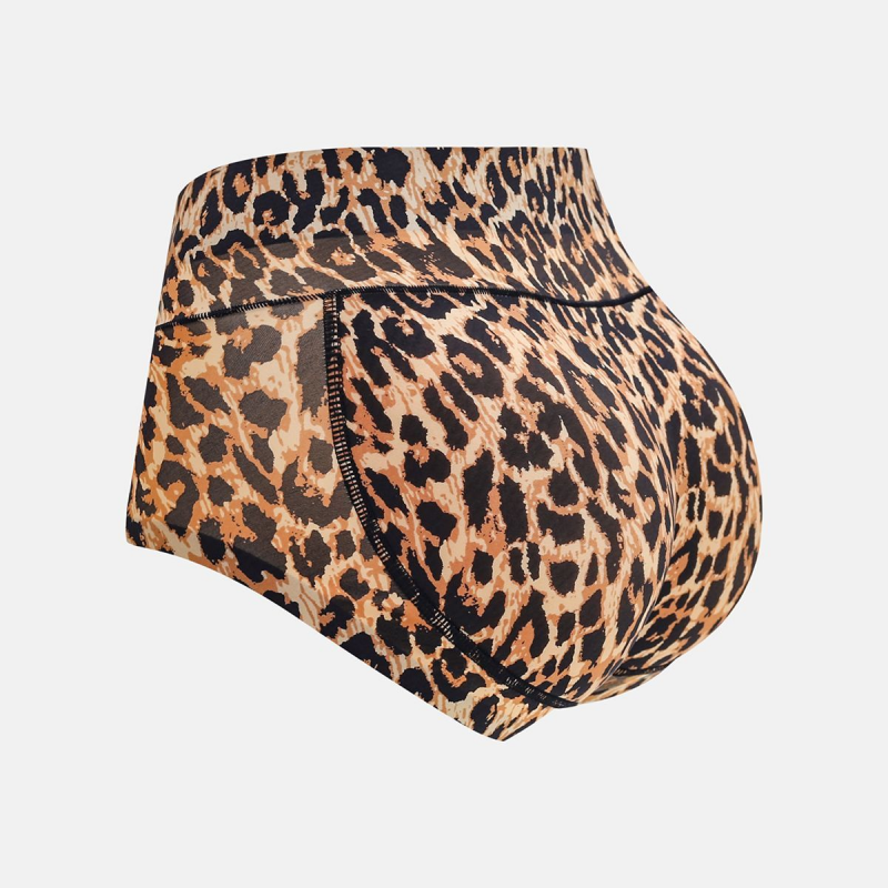 Hipster Leopard Women Panties Large Sizes High Waist Traceless Ice Silk Seamless Underwear