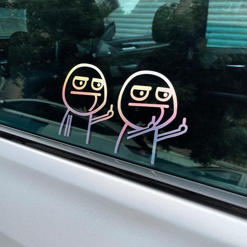 Middle Finger Funny Reflective Vinyl Car Sticker Bike Bicycle Decal Styling Decor Exterior Accessories