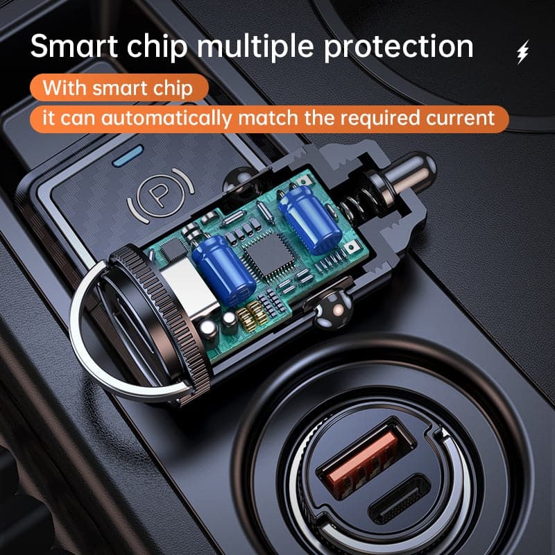 Car Charger Quick Charge QC 3.0 Mini Alloy Fast Charging Car Charger Alloy Flush Fit Pull Ring