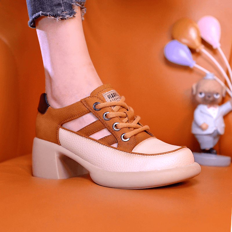 Leather Sandals Thick Soles Non-slip Soft Soles Thick Heels