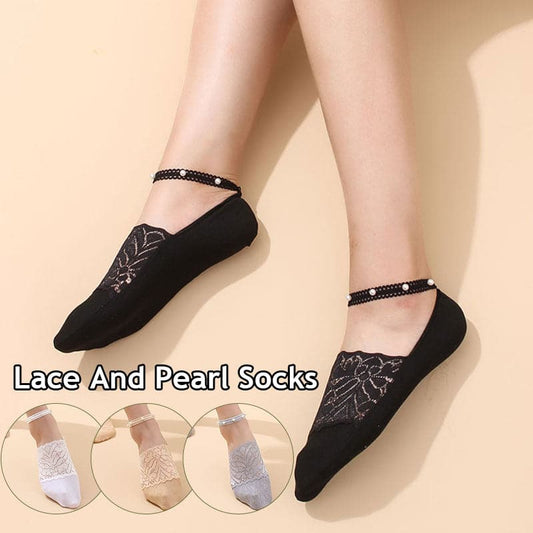 Women Socks Breathable Short Socks Thin Boat Focks Pearl Floral Focks Lace Ankle Socks For Spring New High Quality For Girls