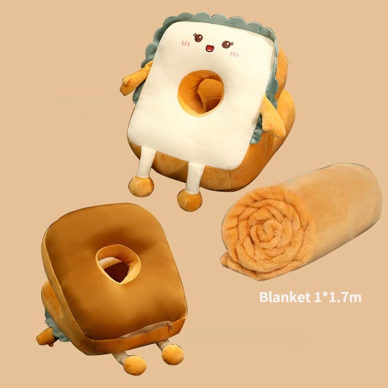 Cartoon Ice Silk Double-hole Nap Pillow With Hole Breathable Office Lunch Break Artifact Multi-functional Four-season Universal