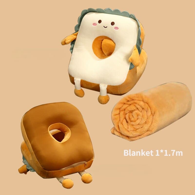 Cartoon Ice Silk Double-hole Nap Pillow With Hole Breathable Office Lunch Break Artifact Multi-functional Four-season Universal