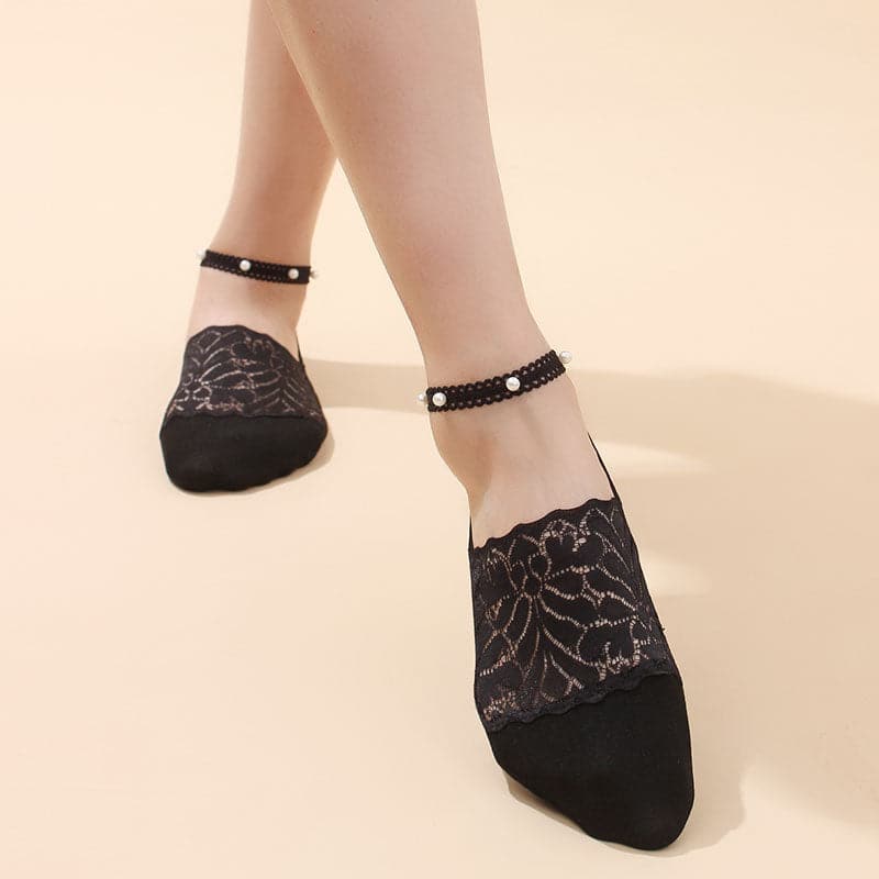 Women Socks Breathable Short Socks Thin Boat Focks Pearl Floral Focks Lace Ankle Socks For Spring New High Quality For Girls