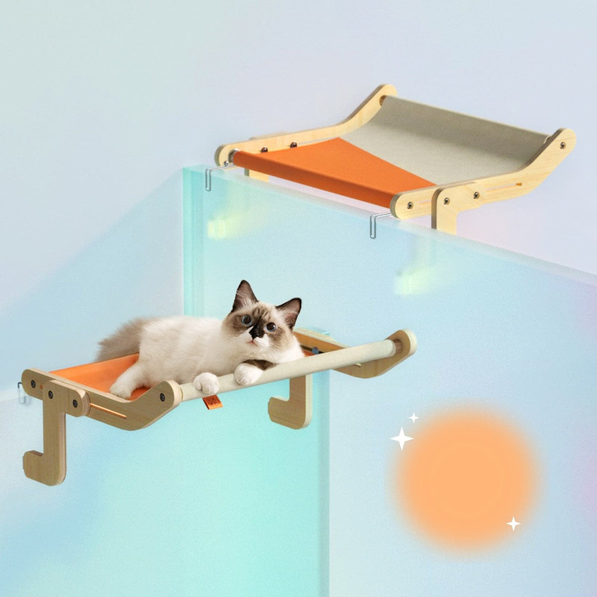 Hot Selling Hammock Sturdy Cat Window Perch Wooden Assembly Hanging Bed Cotton Canvas Easy Washable Multi-Ply Plywood  Pets Bed