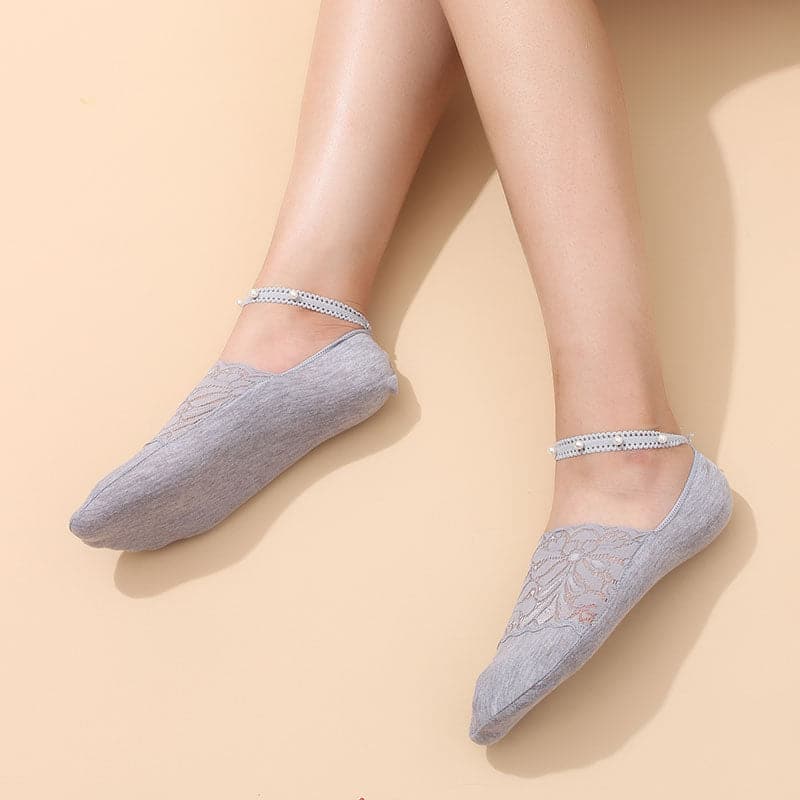 Women Socks Breathable Short Socks Thin Boat Focks Pearl Floral Focks Lace Ankle Socks For Spring New High Quality For Girls