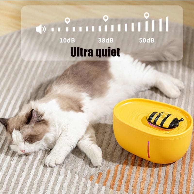 2L Pet Water Fountain Honey Bee Cat Water Dispenser Auto Feeder for Cat Fountain Recirculate Filtring Drinker for Cats Supplies
