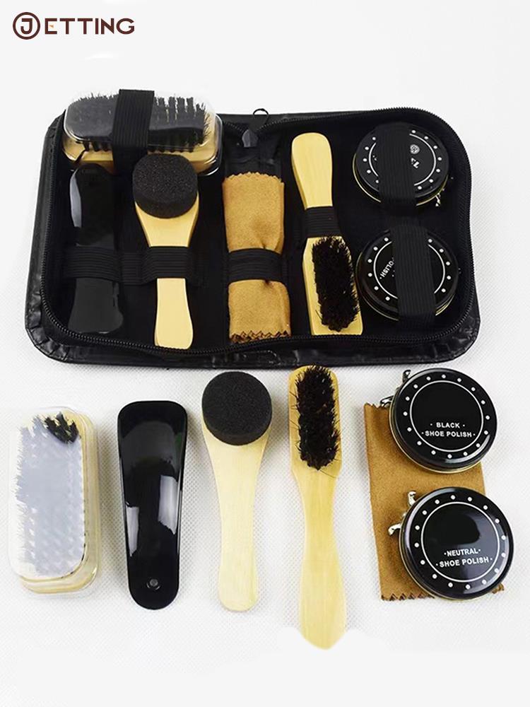 8PC Leather Shoe Shine Kit With Shine Polishing Tool