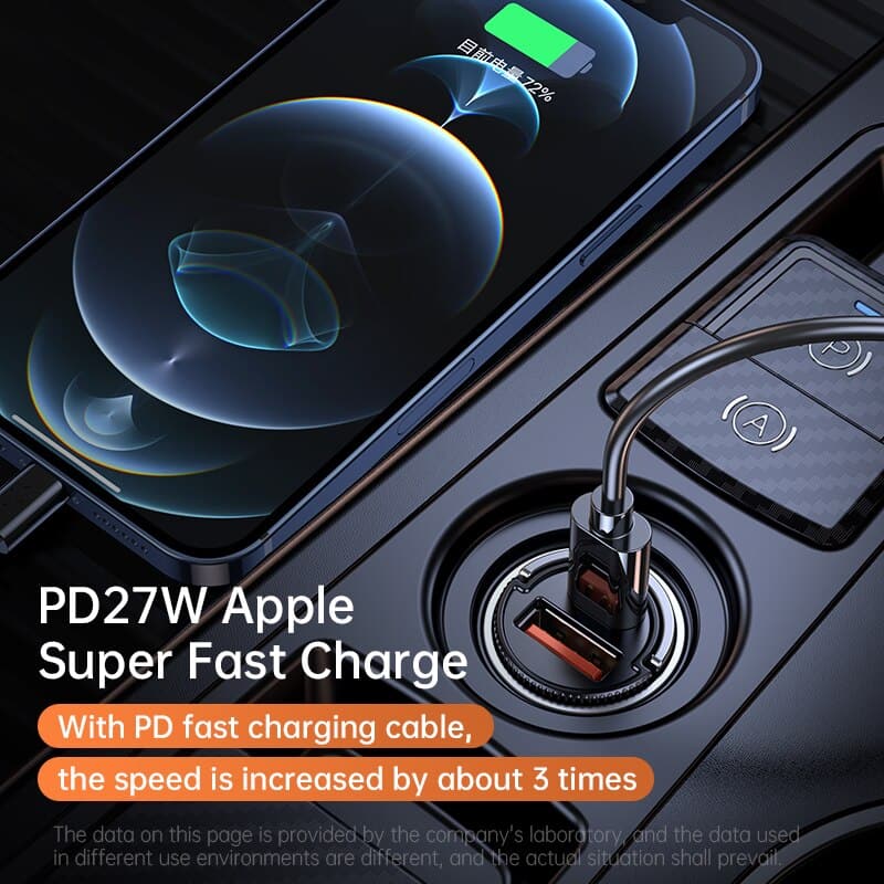 Car Charger Quick Charge QC 3.0 Mini Alloy Fast Charging Car Charger Alloy Flush Fit Pull Ring