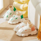 Down Cloth Platform Cotton Slippers Women Winter Indoor Outdoor Shoes Waterproof Warm Plush Home Wrapped Heel Shoes