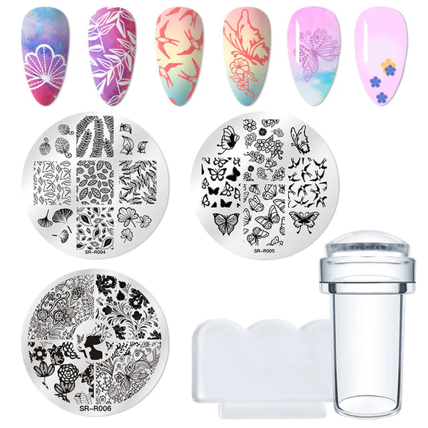 7/11Pcs/Set Nail Art Stamp Plate Leaf Marble Texture Flower Geometry Nail Polish Print Jelly Stamper Scrapper Tool