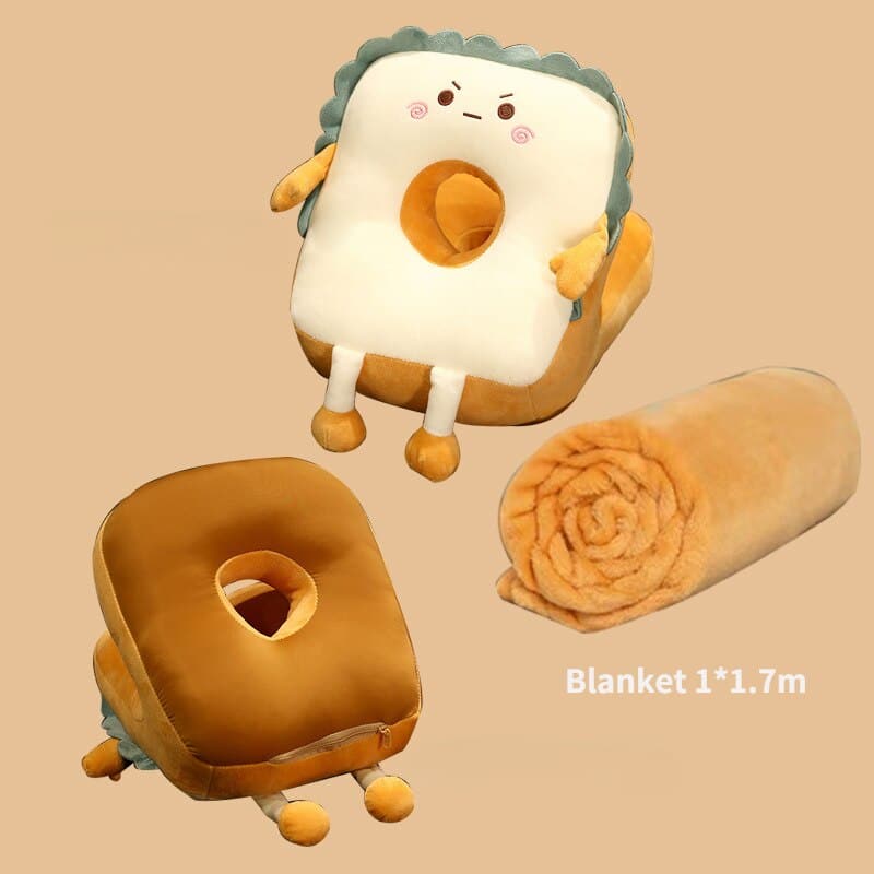 Cartoon Ice Silk Double-hole Nap Pillow With Hole Breathable Office Lunch Break Artifact Multi-functional Four-season Universal