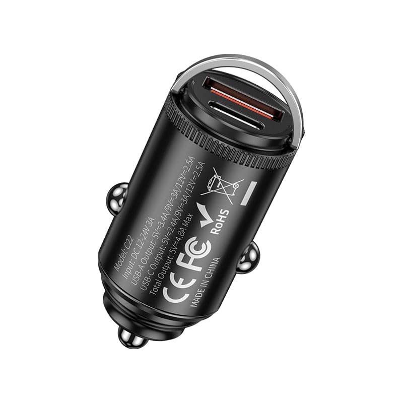 Car Charger Quick Charge QC 3.0 Mini Alloy Fast Charging Car Charger Alloy Flush Fit Pull Ring