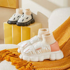 Down Cloth Platform Cotton Slippers Women Winter Indoor Outdoor Shoes Waterproof Warm Plush Home Wrapped Heel Shoes