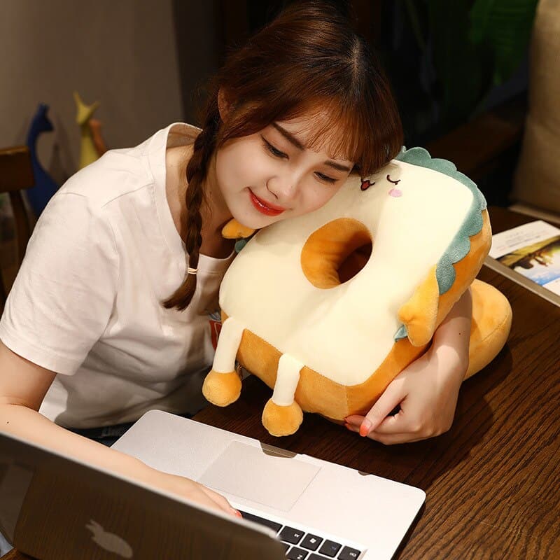 Cartoon Ice Silk Double-hole Nap Pillow With Hole Breathable Office Lunch Break Artifact Multi-functional Four-season Universal