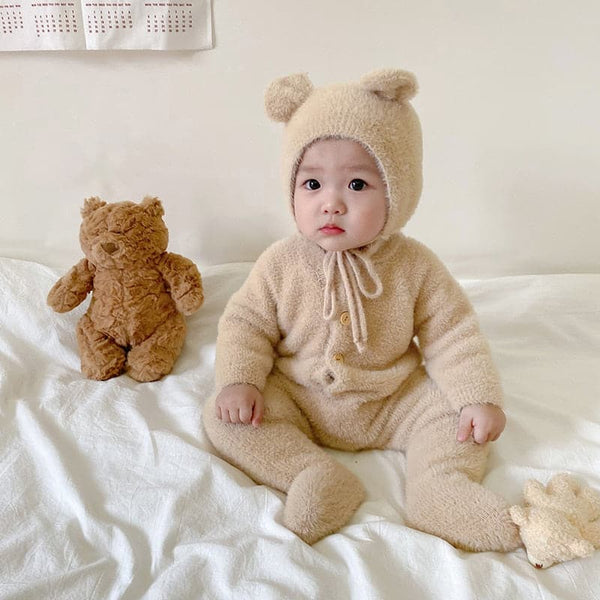 TK Baby Boys Girls Winter Bear Clothes Warm Baby Romper with Hat Cute Sweet Jumpsuit Cute Sweet Lovely Baby Outfit
