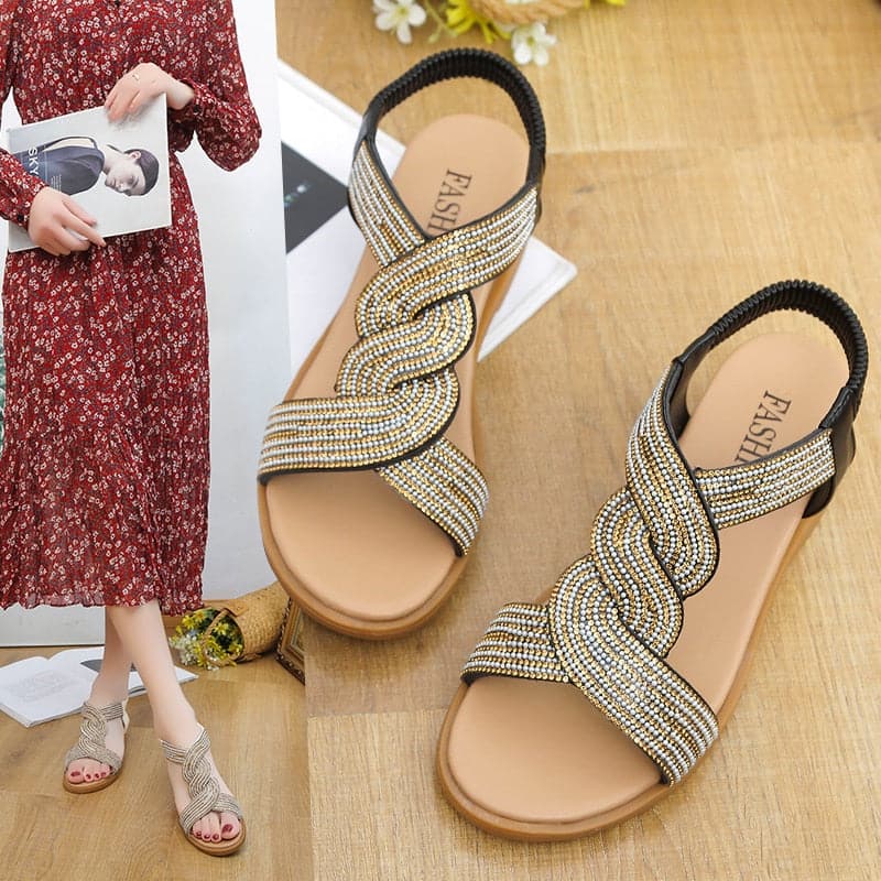 Casual Platform Heel Sandals 2023 Summer Comfortable Trend New Fashion Rhinestone Women's Shoes women's sandals