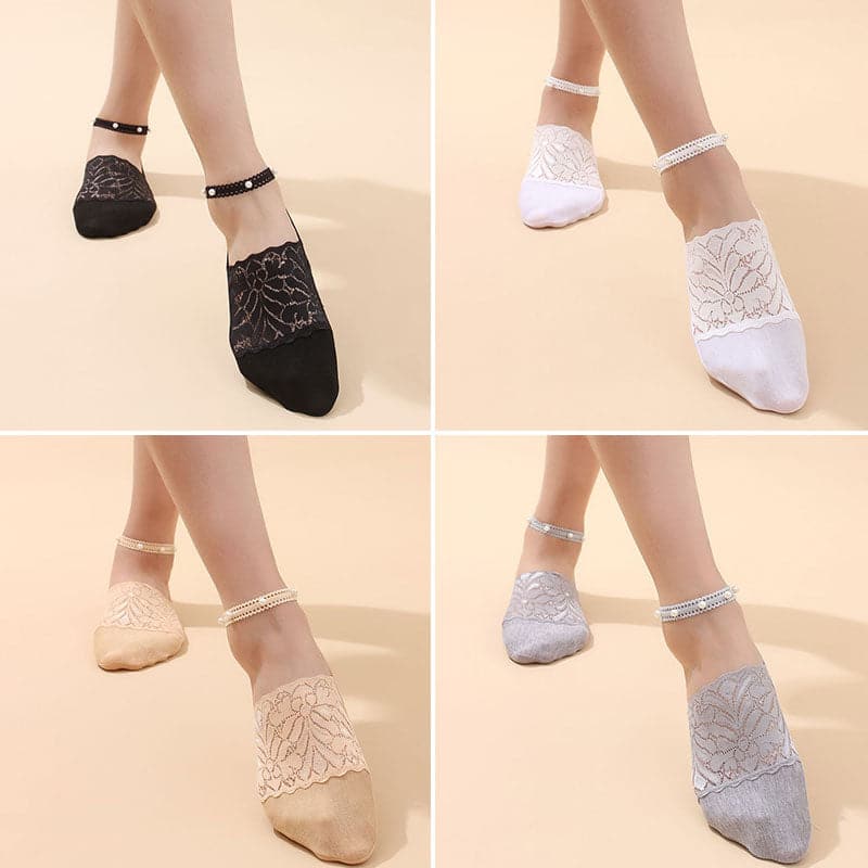 Women Socks Breathable Short Socks Thin Boat Focks Pearl Floral Focks Lace Ankle Socks For Spring New High Quality For Girls