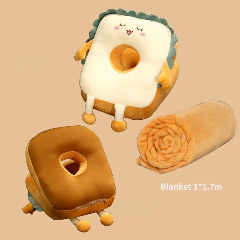 Cartoon Ice Silk Double-hole Nap Pillow With Hole Breathable Office Lunch Break Artifact Multi-functional Four-season Universal