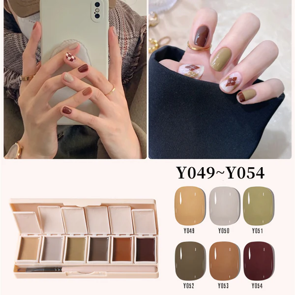 Six-Color Solid Pudding Cream Nail Gel Polish Quick Drying Solid Glue Painting Nail Varnish Solid Uv Gel Diy Nail Kit