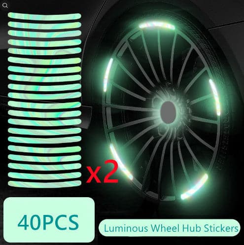 Luminous Tire Anti-collision Sticker Auto Wheel Hub Reflective Colorful Personalized Creative Motorcycle Electric Car Stickers