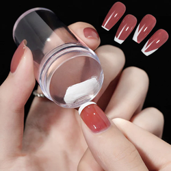 Transparent Nail Stamper with Scraper 2pcs Jelly Silicone Stamp