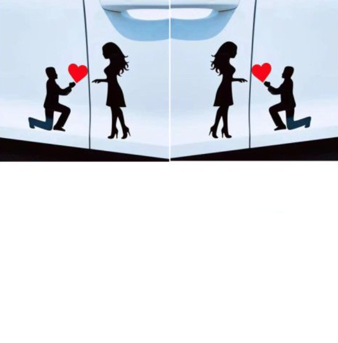 Love Proposal Car Sticker Couples Express Creative Personality Sticker Body Scratches Cover Rear Glass Decoration